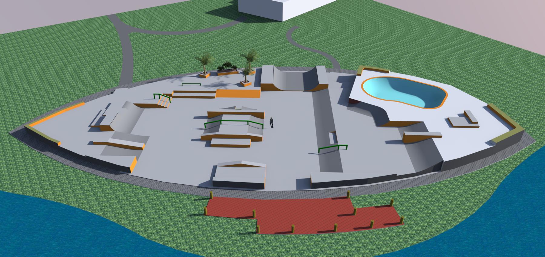3D skatepark design rendering