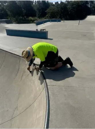 Repairing a cracked concrete skatepark surface