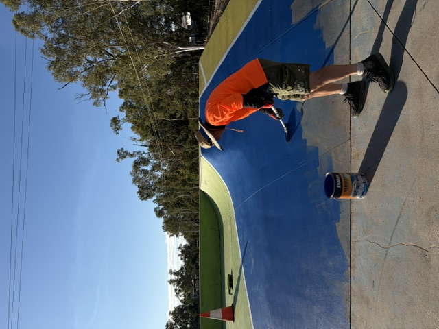 Skatepark surface painting in progress